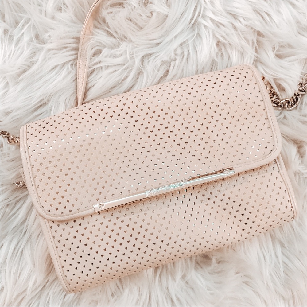 Betsey Johnson Perforated Leather Heart Crossbody
